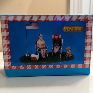 Lemax Lounging Around Table Accent 2018 Retired American Flag July Fourth